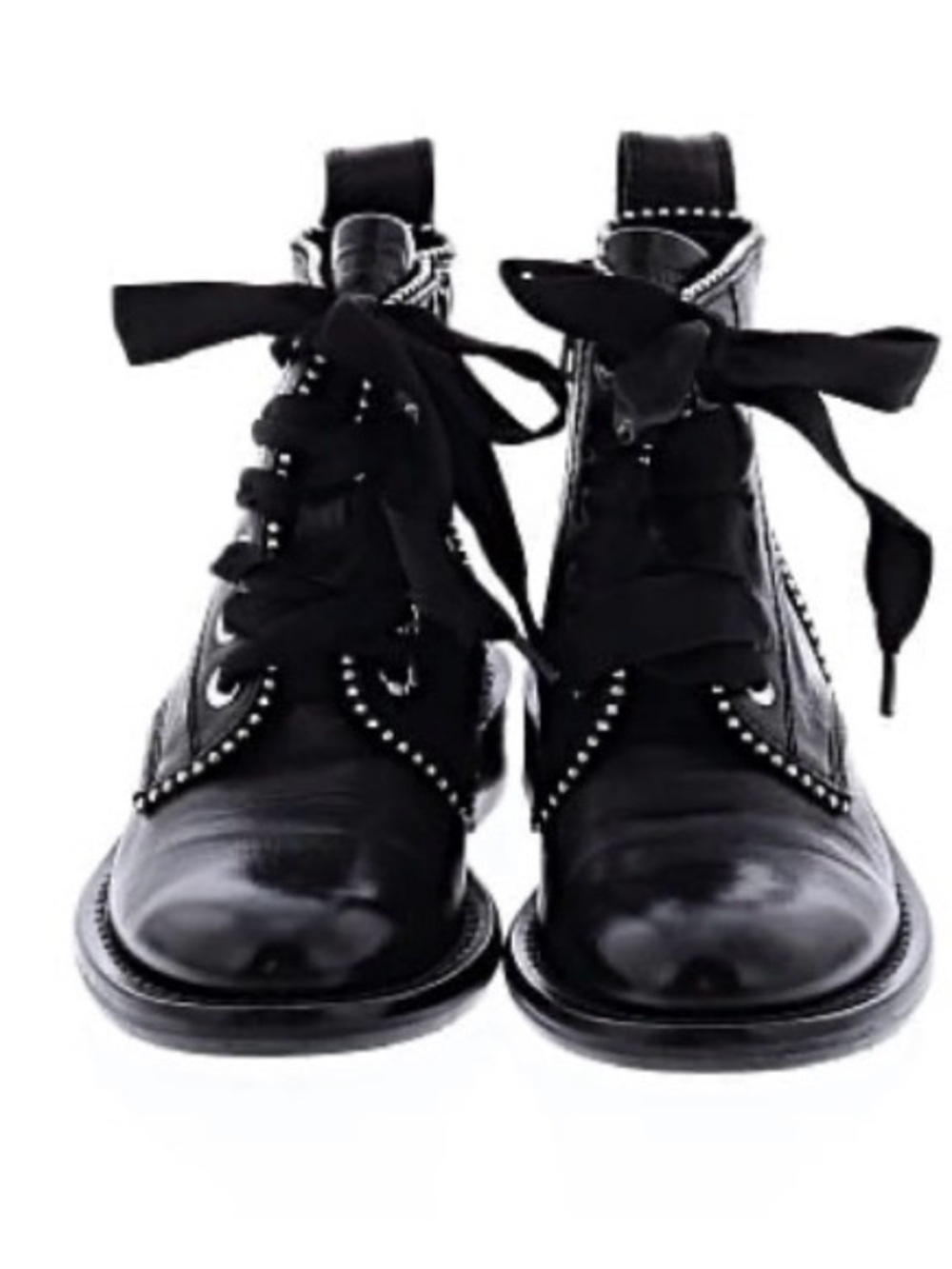 Zadig & Voltaire Women's cute Black Stud-Trim Lace-Up Leather Boots- 37